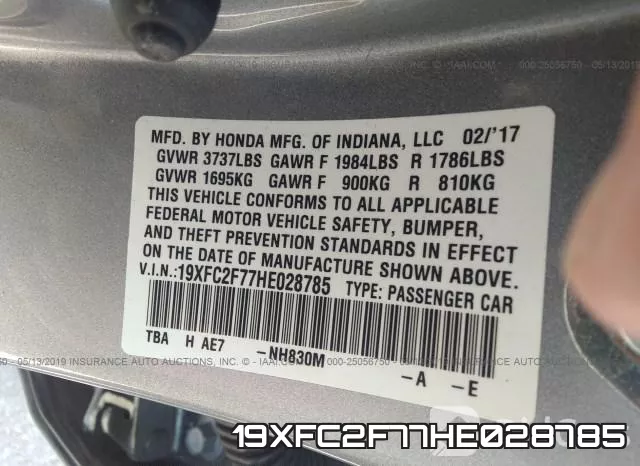19XFC2F77HE028785 фото 10