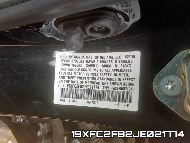 19XFC2F82JE021774 фото 2