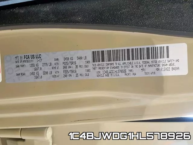 1C4BJWDG1HL578926 фото 2