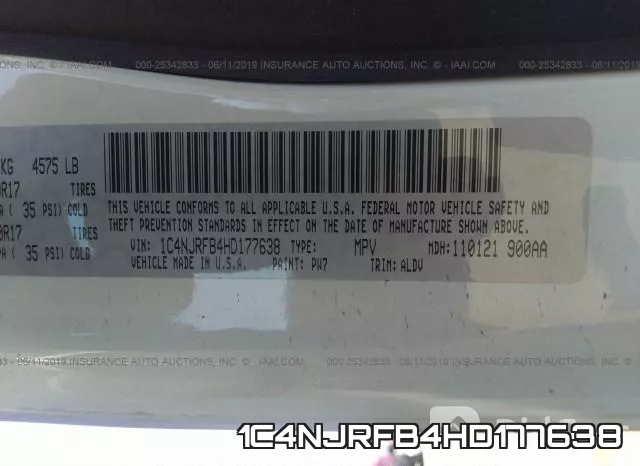 1C4NJRFB4HD177638 фото 10