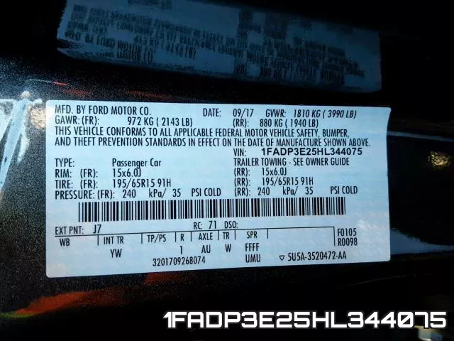 1FADP3E25HL344075 фото 2