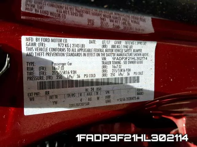 1FADP3F21HL302114 фото 2