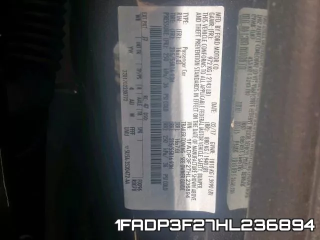 1FADP3F27HL236894 фото 2