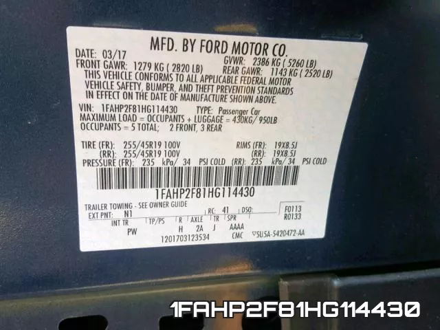 1FAHP2F81HG114430 фото 2