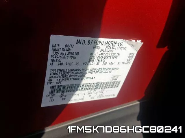 1FM5K7D86HGC80241 фото 2