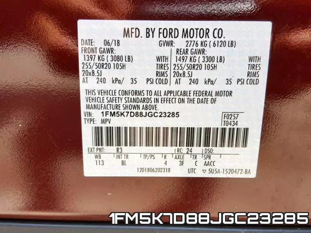 1FM5K7D88JGC23285 фото 2