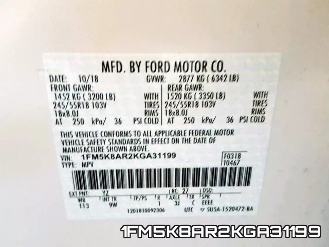 1FM5K8AR2KGA31199 фото 2