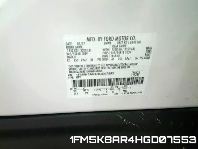 1FM5K8AR4HGD07553 фото 2
