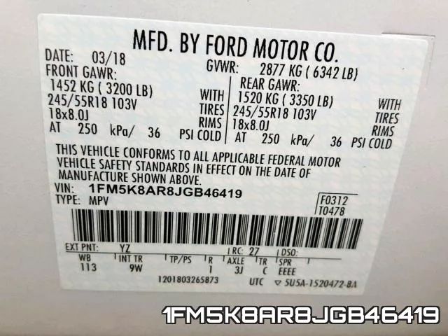 1FM5K8AR8JGB46419 фото 2