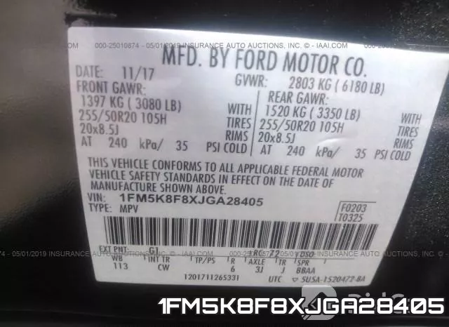 1FM5K8F8XJGA28405 фото 10