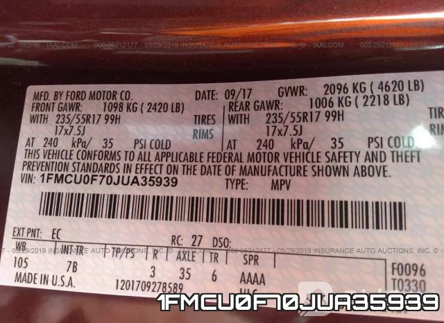 1FMCU0F70JUA35939 фото 10