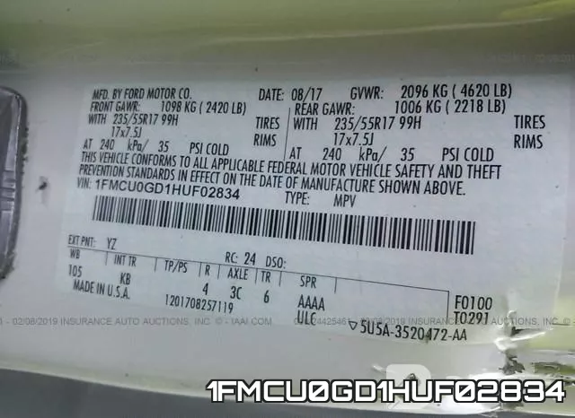 1FMCU0GD1HUF02834 фото 10