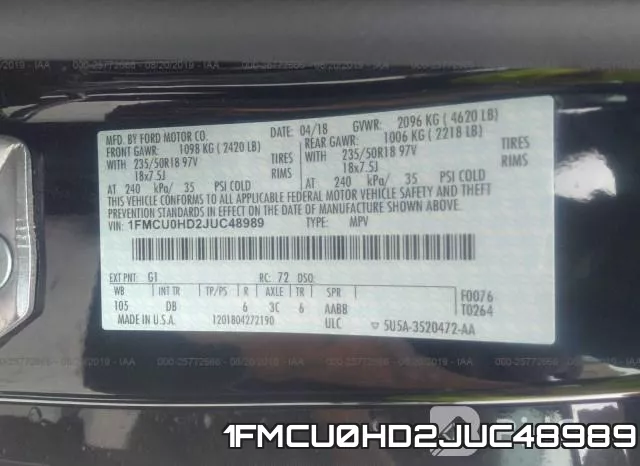1FMCU0HD2JUC48989 фото 10