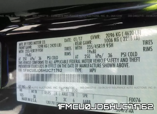 1FMCU0JD6HUC71762 фото 10