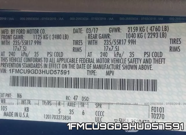1FMCU9GD3HUD57591 фото 10