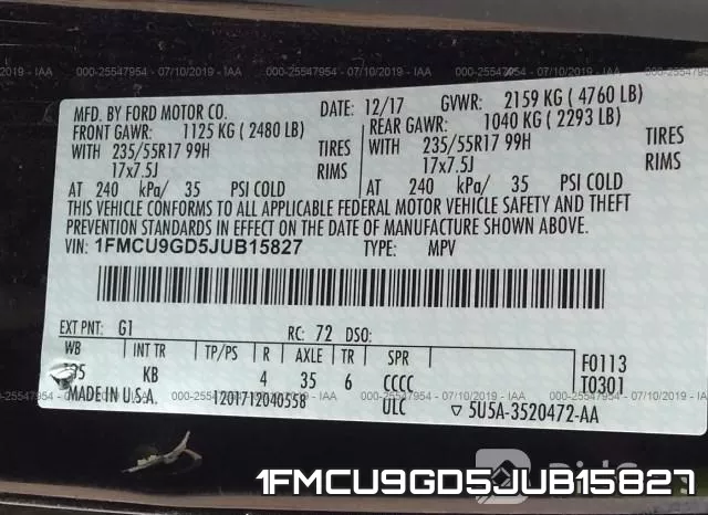 1FMCU9GD5JUB15827 фото 10
