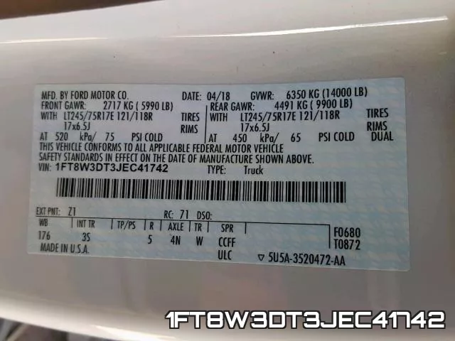 1FT8W3DT3JEC41742 фото 2