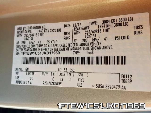 1FTEW1C51JKD17969 фото 2