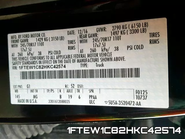 1FTEW1C82HKC42574 фото 2