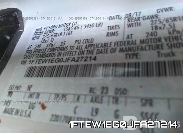 1FTEW1EG0JFA27214 фото 10