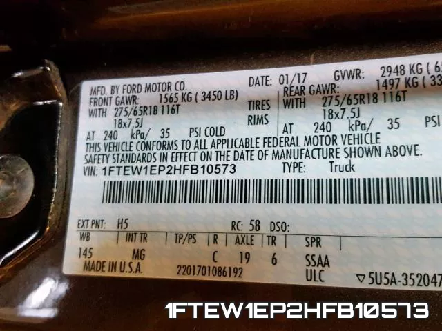 1FTEW1EP2HFB10573 фото 2