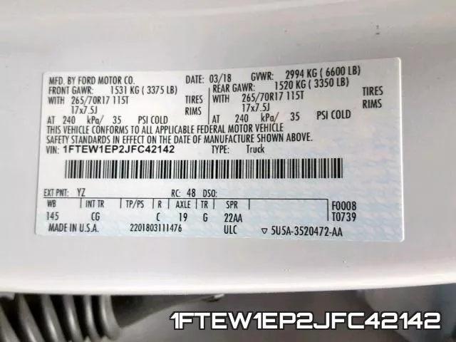 1FTEW1EP2JFC42142 фото 2