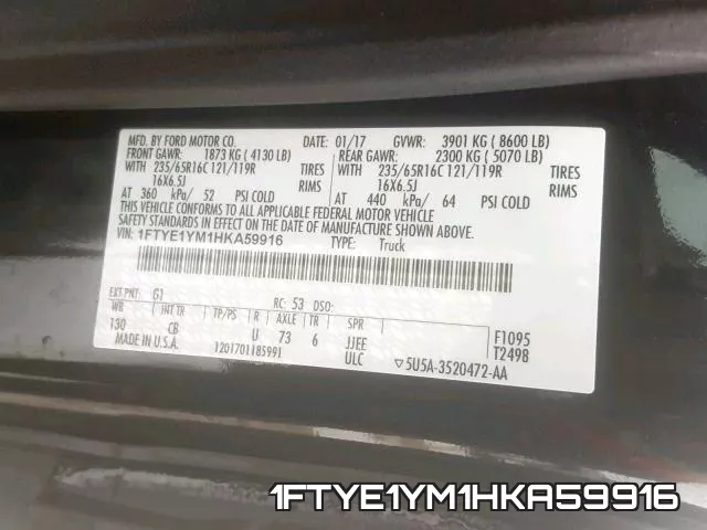 1FTYE1YM1HKA59916 фото 2