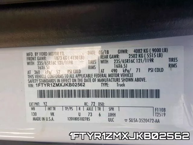 1FTYR1ZMXJKB02562 фото 2