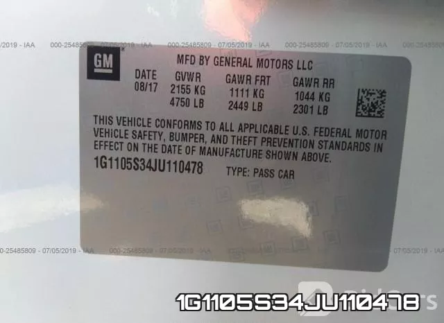 1G1105S34JU110478 фото 10