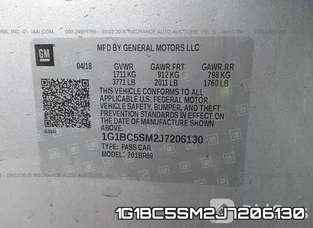 1G1BC5SM2J7206130 фото 10