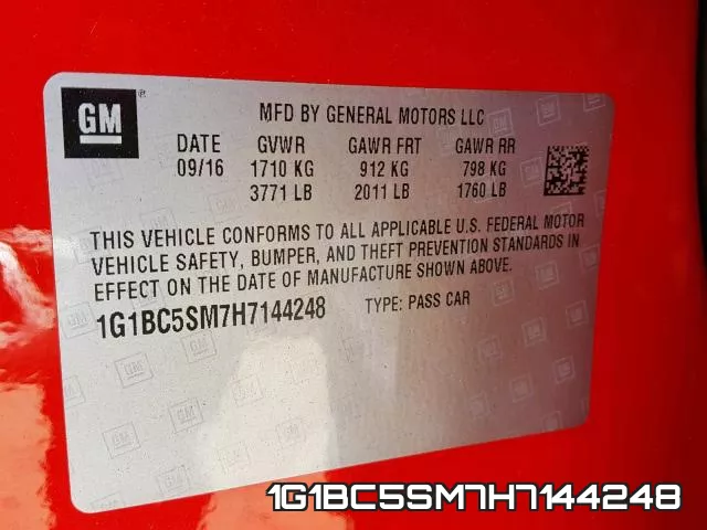 1G1BC5SM7H7144248 фото 2