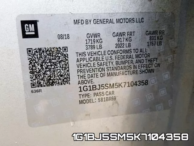 1G1BJ5SM5K7104358 фото 2
