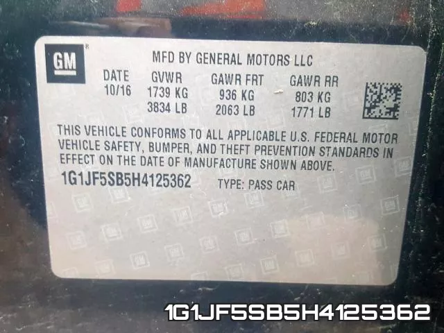 1G1JF5SB5H4125362 фото 2