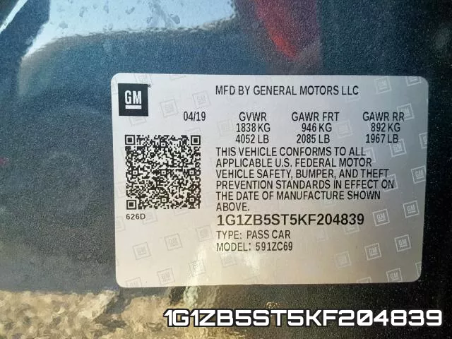 1G1ZB5ST5KF204839 фото 2