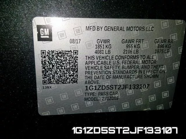 1G1ZD5ST2JF133107 фото 2
