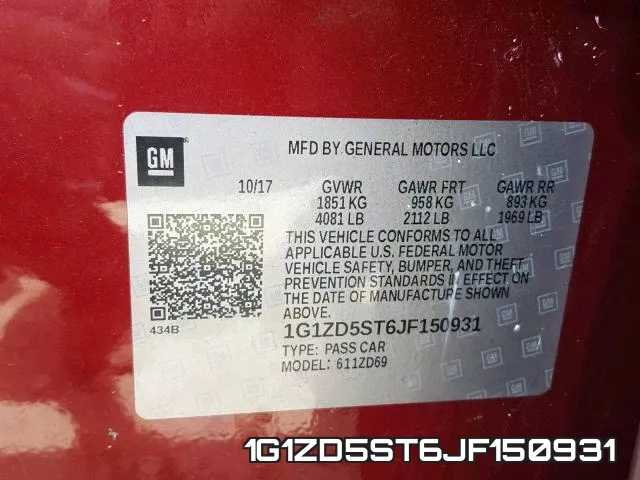 1G1ZD5ST6JF150931 фото 2