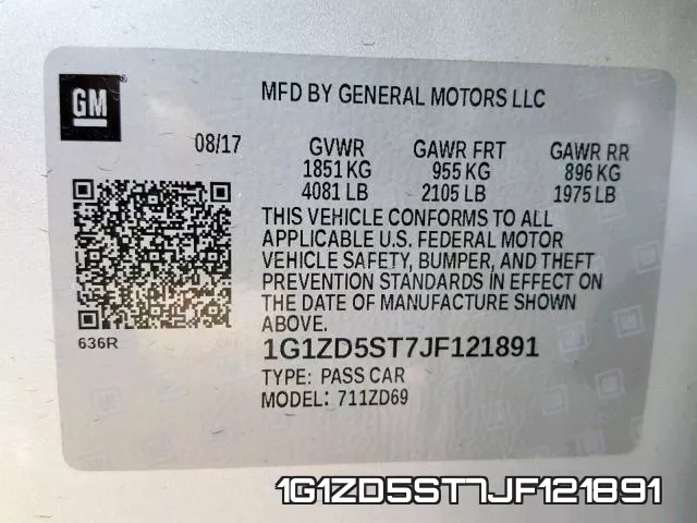 1G1ZD5ST7JF121891 фото 2