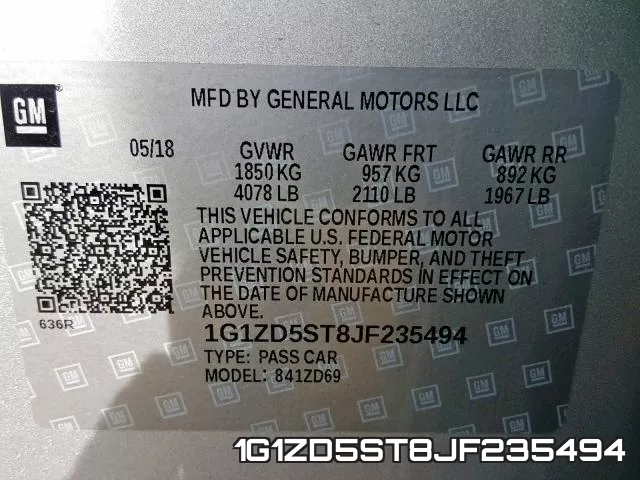 1G1ZD5ST8JF235494 фото 2