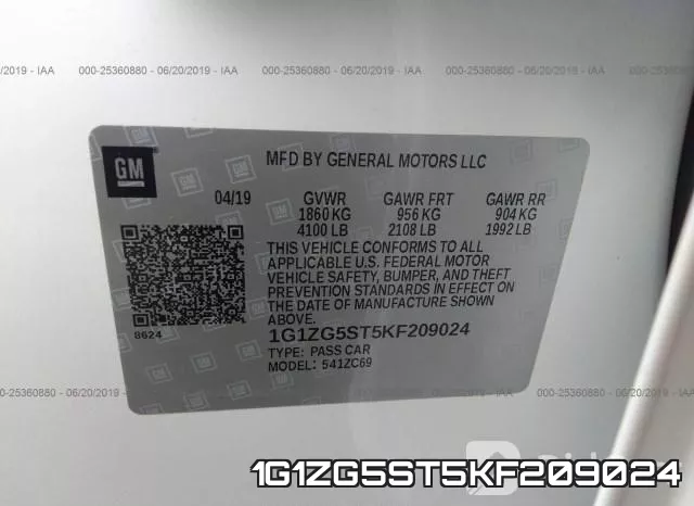 1G1ZG5ST5KF209024 фото 10