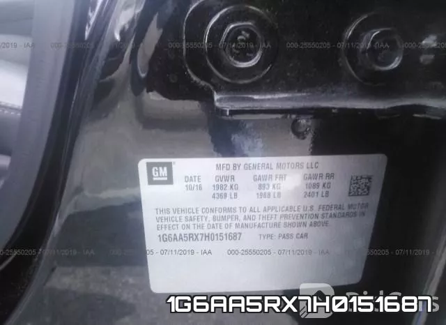 1G6AA5RX7H0151687 фото 10