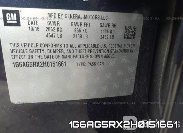 1G6AG5RX2H0151661 фото 10