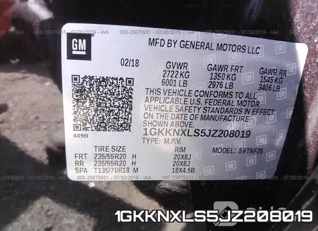 1GKKNXLS5JZ208019 фото 10