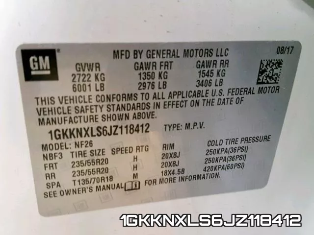 1GKKNXLS6JZ118412 фото 2