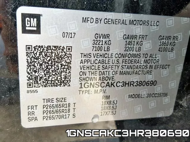 1GNSCAKC3HR380690 фото 2