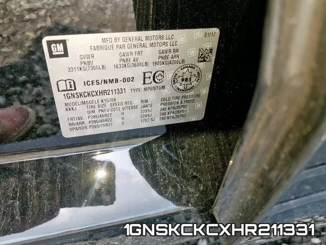 1GNSKCKCXHR211331 фото 2