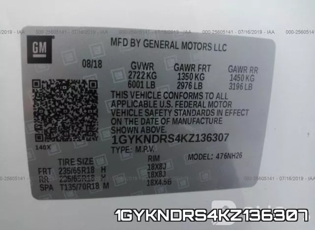 1GYKNDRS4KZ136307 фото 10