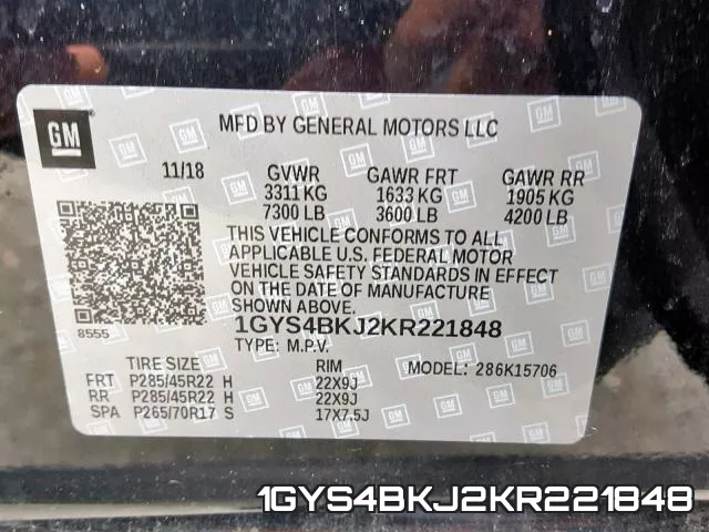 1GYS4BKJ2KR221848 фото 2