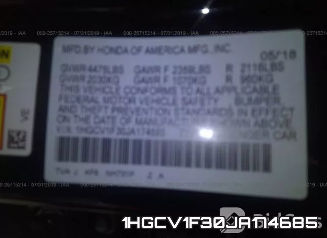 1HGCV1F30JA174685 фото 9