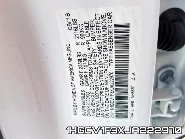 1HGCV1F3XJA222970 фото 2