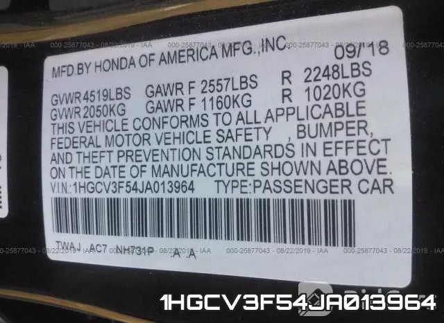 1HGCV3F54JA013964 фото 10